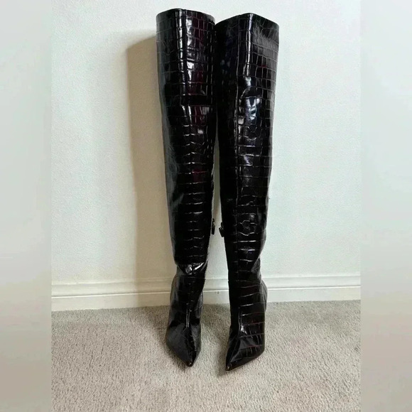 LUCITE 100 WEDGE BOOT Croc Print Brand New Size 7 - Picture 12 of 17